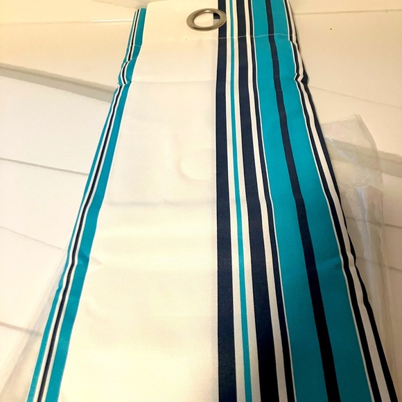 Blue and white indoor/0utdoor curtains sz 54 x 84l nwt preppy set of 3 - Picture 1 of 6